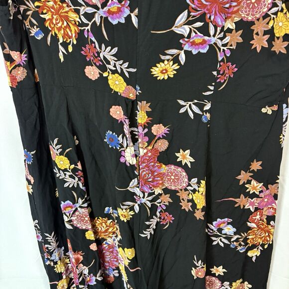 Forever 21 Plus Maxi Romper Dress Cap Sleeves V-Neck Size 1X Black Dark Floral - Picture 14 of 14